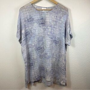 NWT J. Jill PureJill Women’s Large Linen Blend Tunic Blue Gray‎ Lightweight
